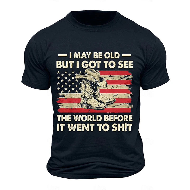 Men's 3D Skull & Retro Flag Print T-Shirt – Round Neck Short Sleeve Summer Tee – The Party Days | The Party Days