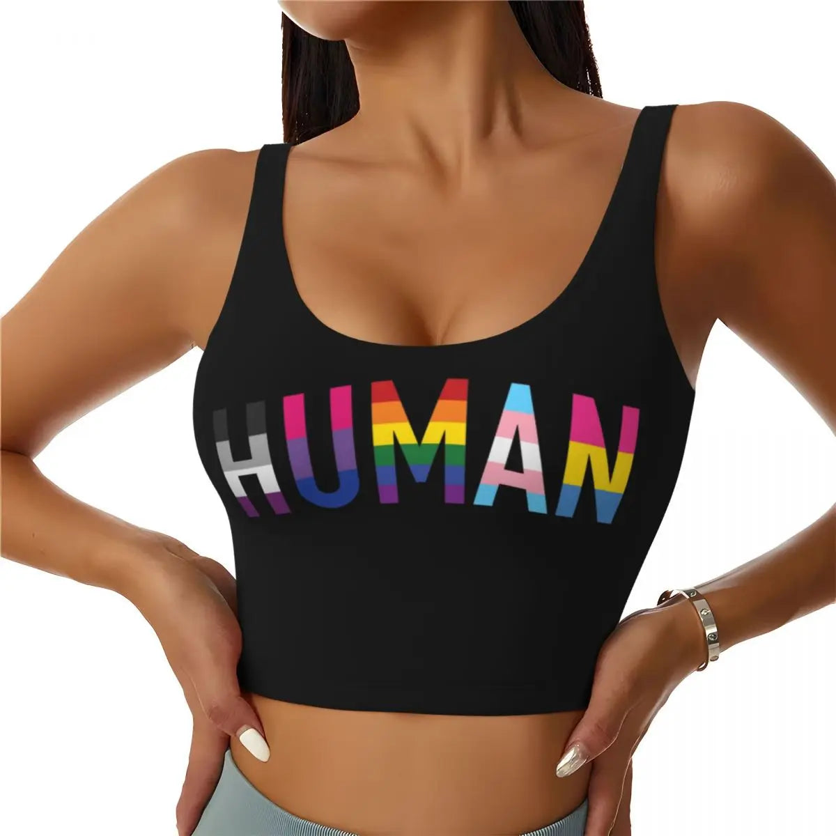 Rainbow Pride Sports Bra – LGBT High-Impact Yoga Crop Top | The Party Days