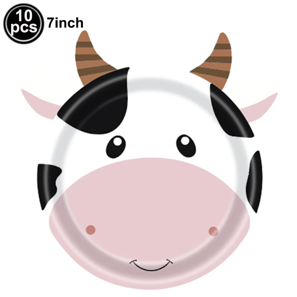 Cow Birthday Party Supplies – Farm Theme Disposable Tableware Set – The Party Days | The Party Days