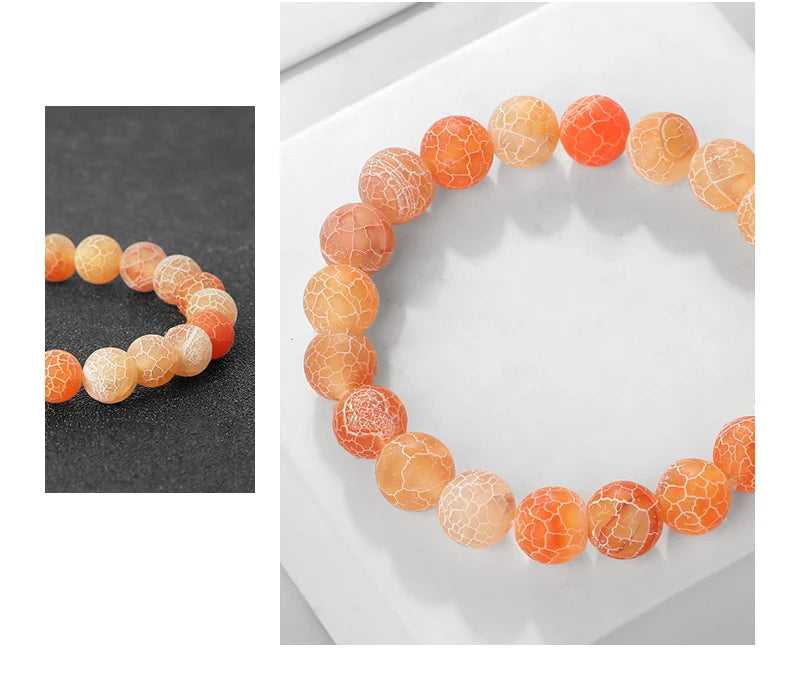 8mm Orange Weathered Stone Bracelet – Energy Beaded Yoga Bangle – The Party Days | The Party Days