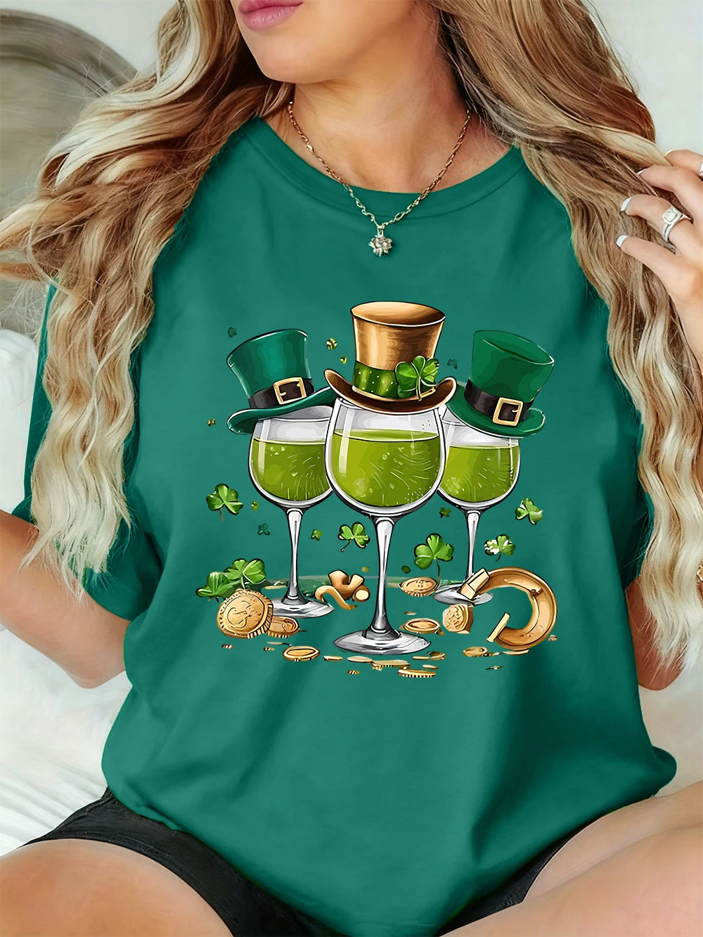 St. Patrick's Day Drinks Print Women's T-Shirt – Festive Irish Tee – The Party Days | The Party Days