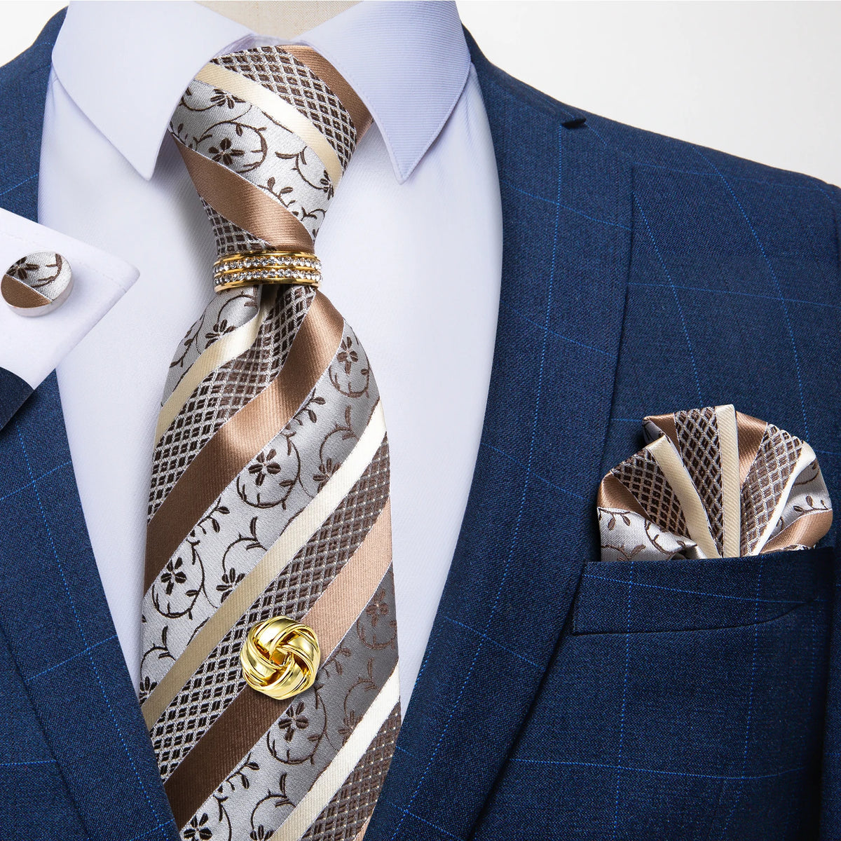 Men's Luxury Silk Tie Set – Necktie Pocket Square & Cufflinks – The Party Days | The Party Days