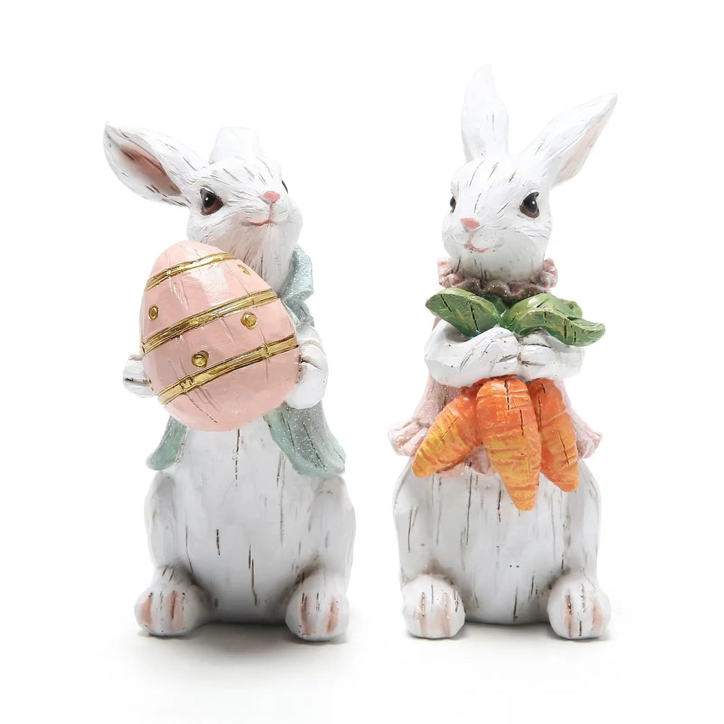Hand-Painted Easter Bunny Figurines – Premium Resin Rabbit Decor with Carrots & Eggs – The Party Days | The Party Days