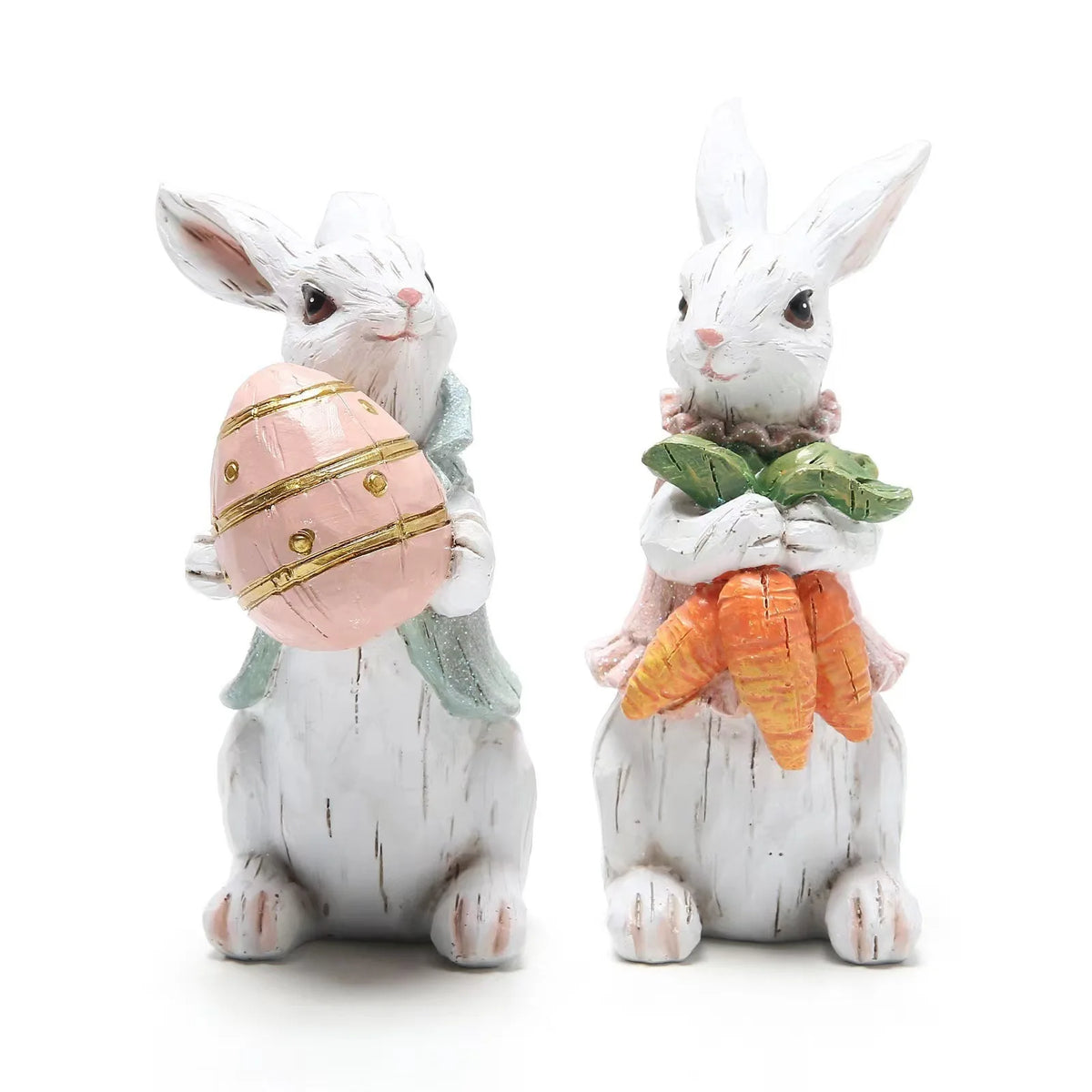 Hand-Painted Easter Bunny Figurines – Premium Resin Rabbit Decor with Carrots & Eggs – The Party Days | The Party Days