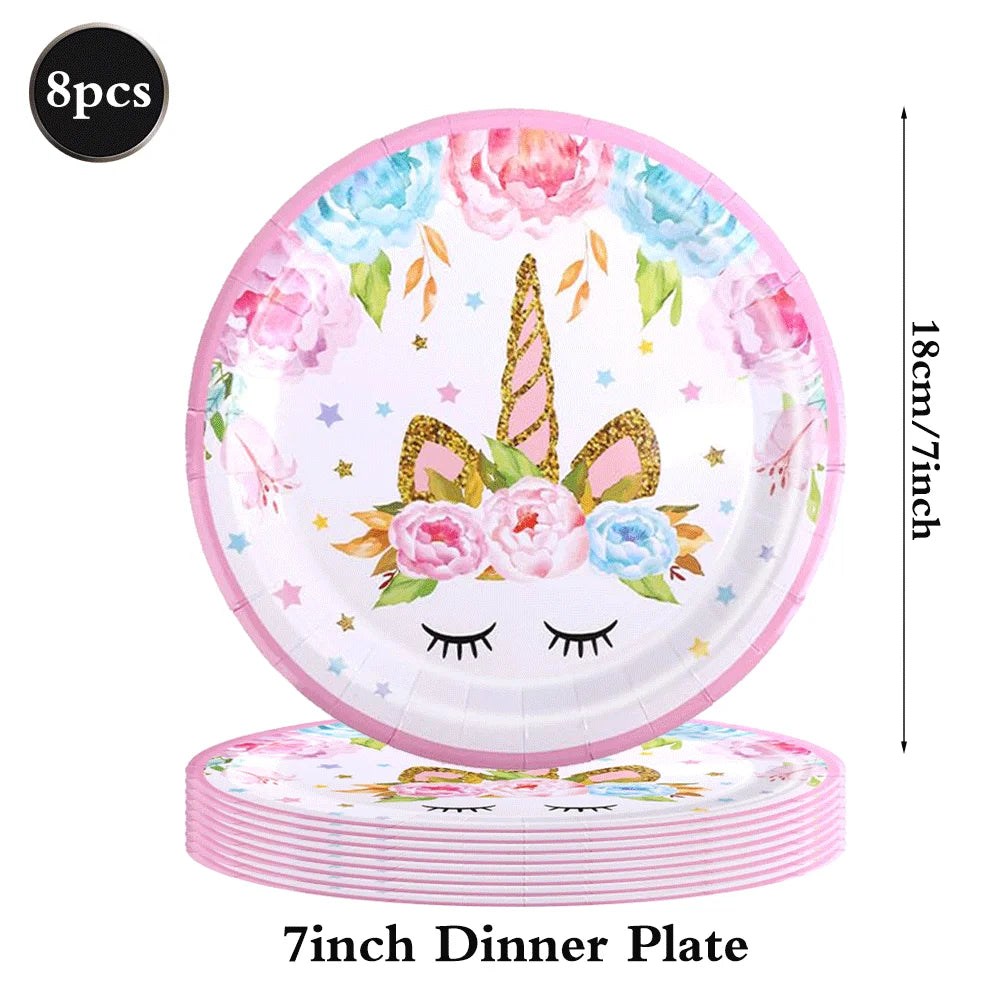 Unicorn Party Decoration Kit 1 | Plates, Napkins, Banner & Accessories | The Party Days | The Party Days