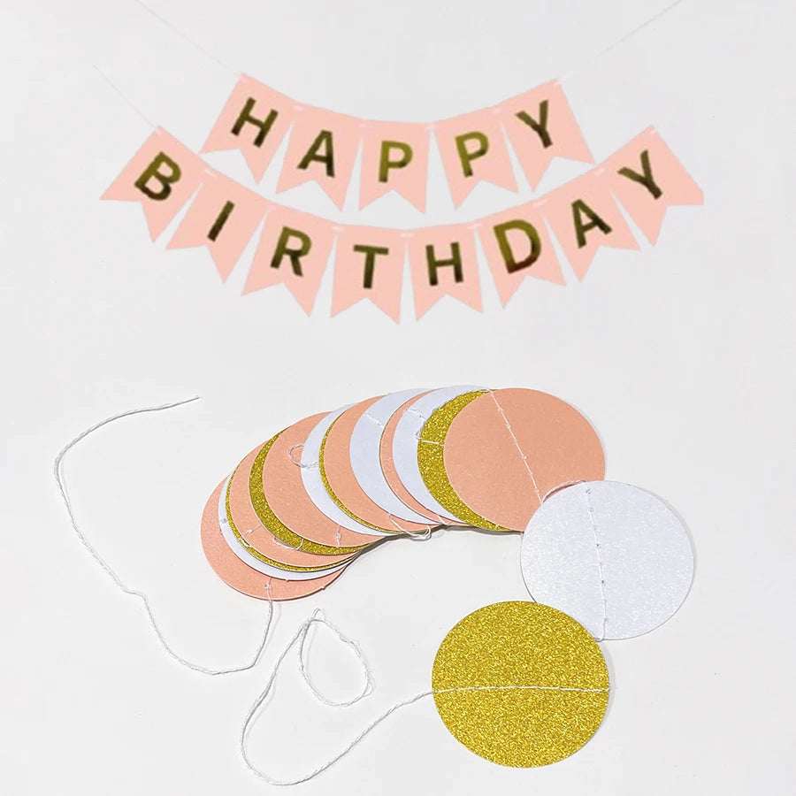 Pink Girl Birthday Party Decoration Kit – Happy Birthday Banner & Round Flower – The Party Days | The Party Days