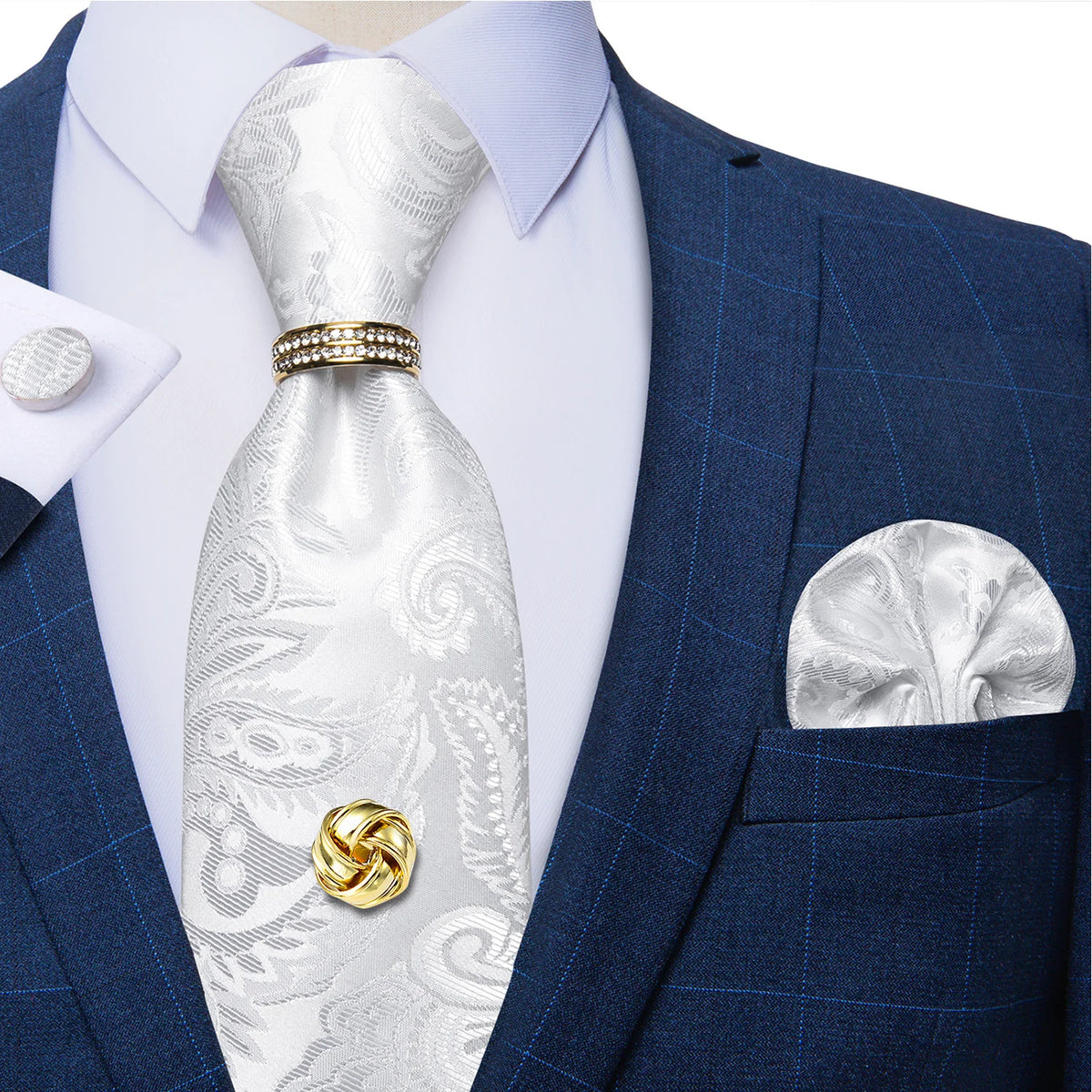 Men's Luxury Silk Tie Set – Necktie Pocket Square & Cufflinks – The Party Days | The Party Days