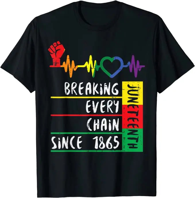 Juneteenth Blackity Heartbeat T-Shirt – Breaking Every Chain Since 1865 | The Party Days | The Party Days