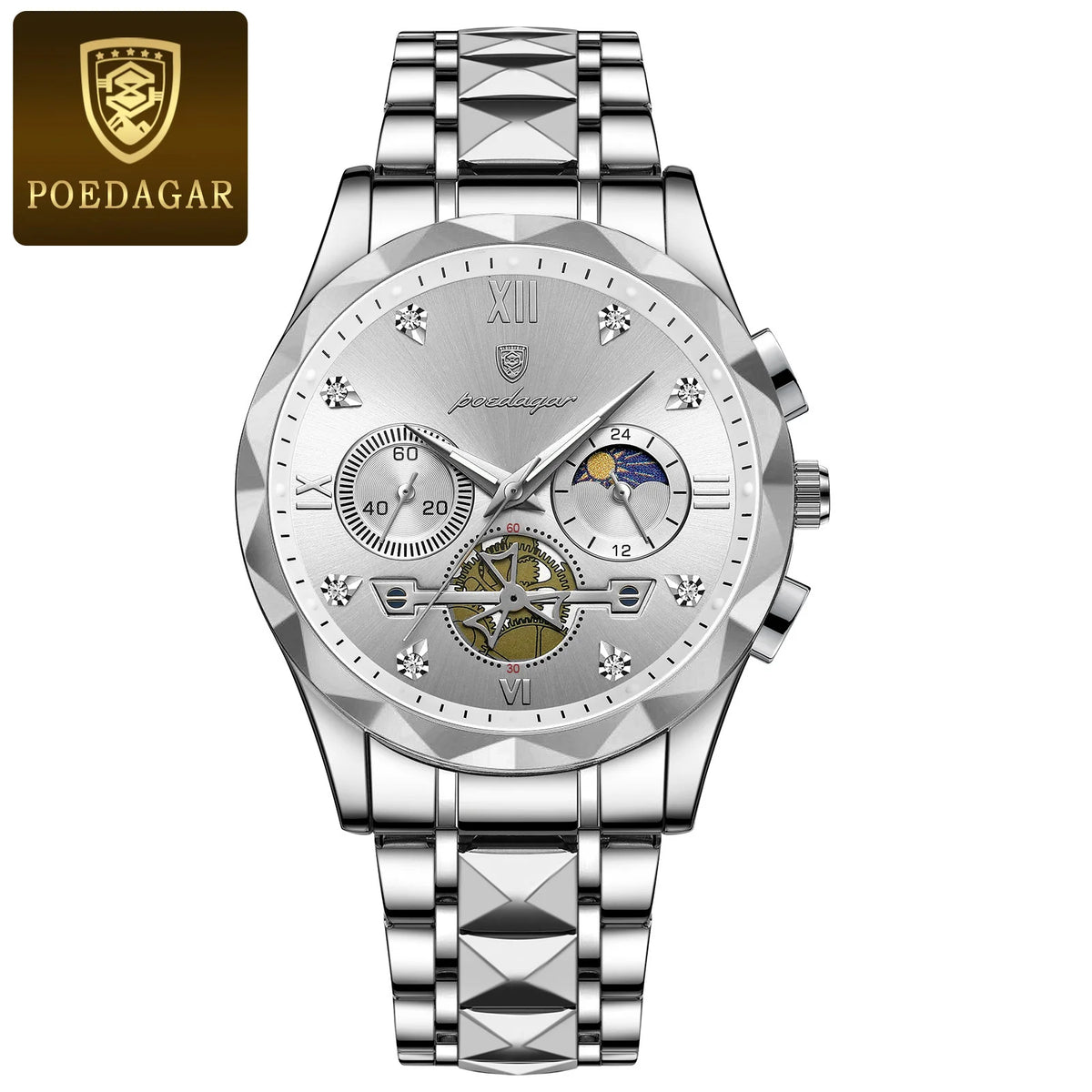POEDAGAR 996 Men's Business Chronograph Watch – Stainless Steel Luminous | The Party Days | The Party Days