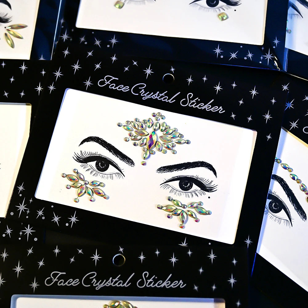 3D Diamond Luminous Face Jewel Stickers – Glitter Rhinestone Temporary Tattoos – The Party Days | The Party Days