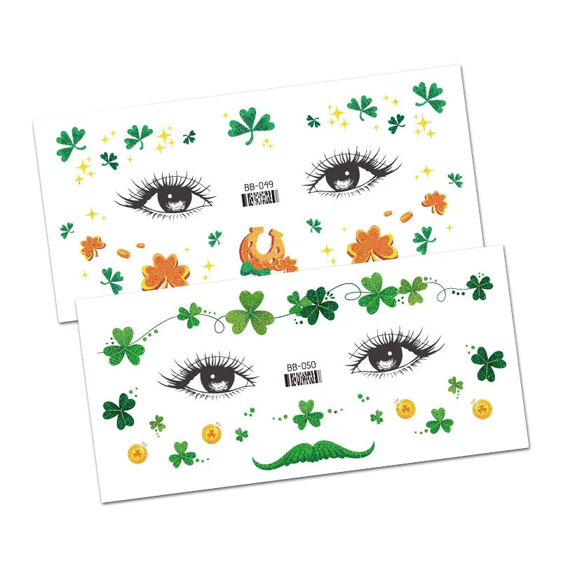 St. Patrick's Day Irish Shamrock Temporary Tattoos – Green Clover Body Stickers – The Party Days | The Party Days