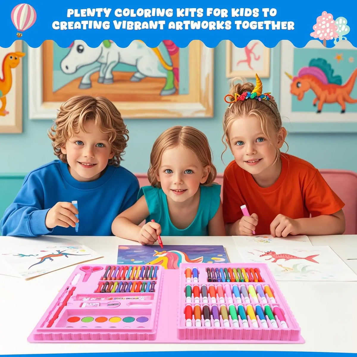 Unicorn Drawing & Art Kit 86 Pieces | Markers, Pencils & Coloring Book | The Party Days | The Party Days