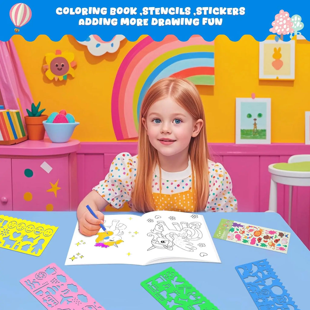 Unicorn Drawing & Art Kit 86 Pieces | Markers, Pencils & Coloring Book | The Party Days | The Party Days