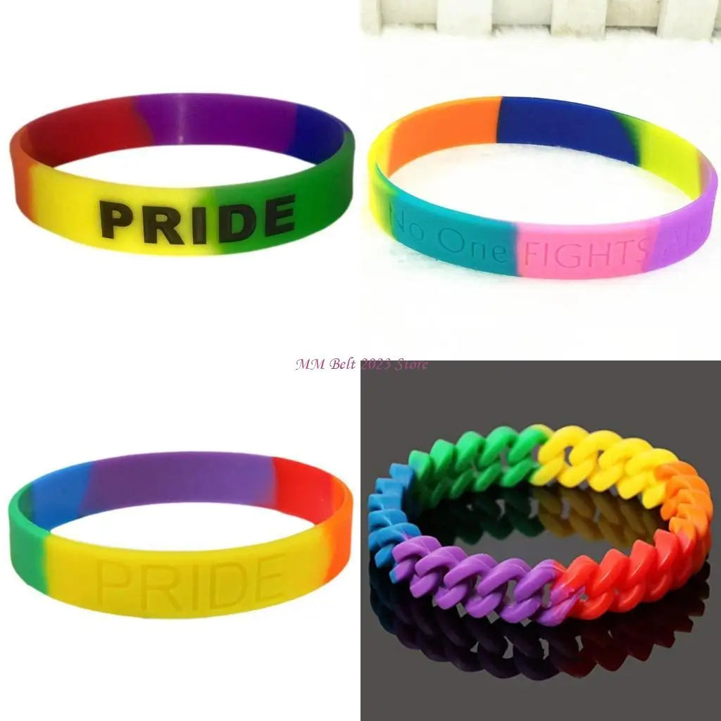 Rainbow Pride Silicone Bracelet – LGBT Adjustable Braided Wristband | The Party Days | The Party Days