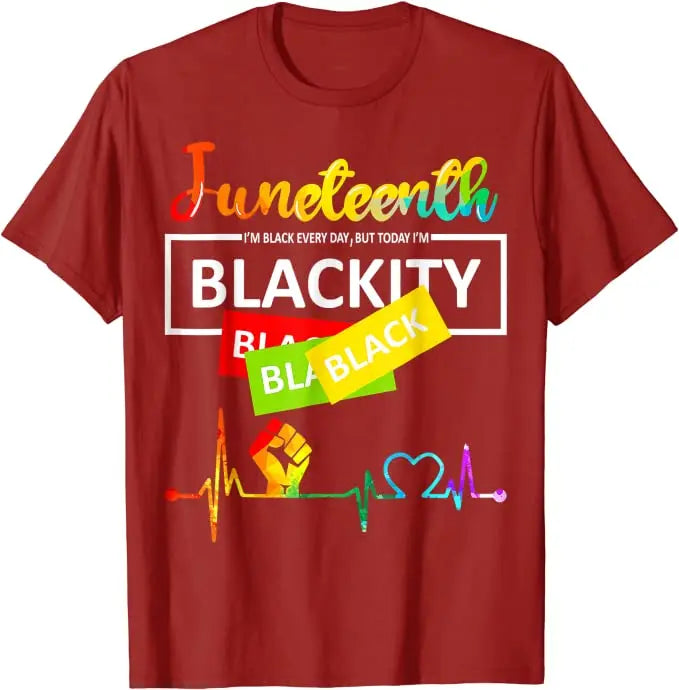 Juneteenth Blackity Heartbeat T-Shirt – Breaking Every Chain Since 1865 | The Party Days | The Party Days