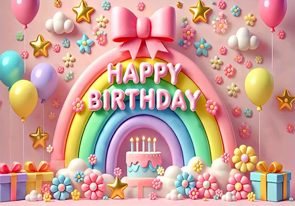 Happy Birthday Rainbow Backdrop – Vinyl Photography Background for Parties & Baby Showers – The Party Days | The Party Days
