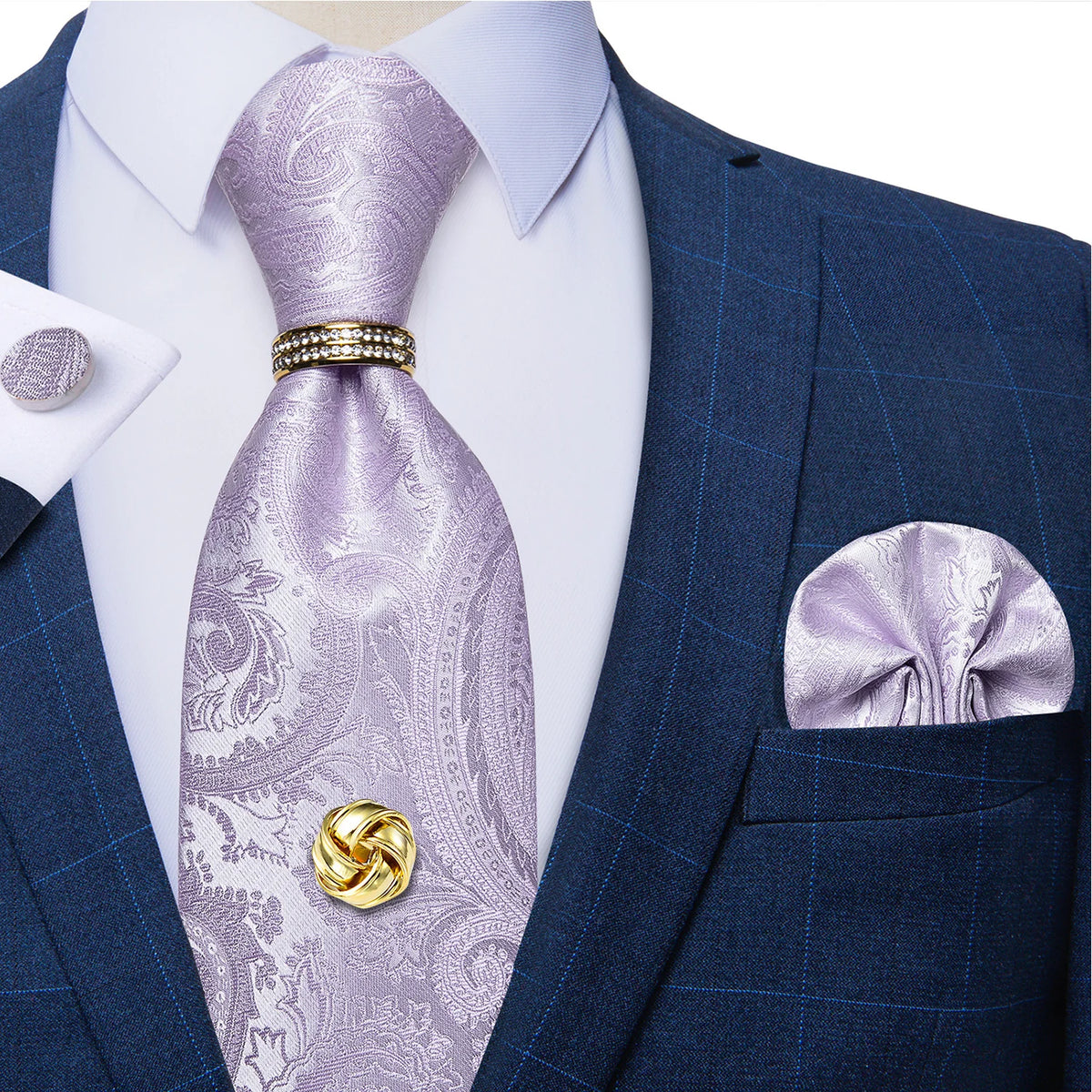 Men's Luxury Silk Tie Set – Necktie Pocket Square & Cufflinks – The Party Days | The Party Days