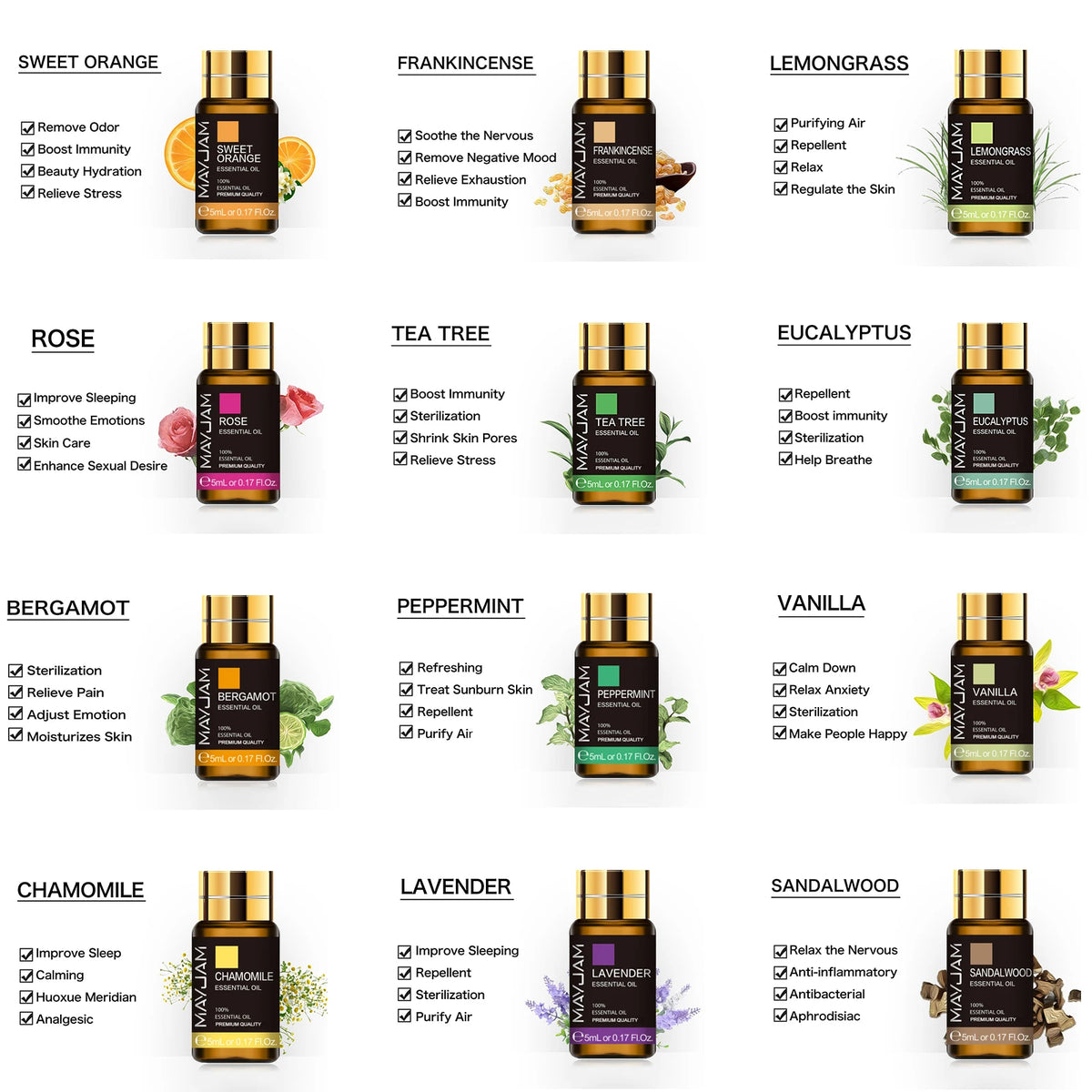 20-Piece Natural Essential Oil Gift Set for Diffuser – The Party Days | The Party Days