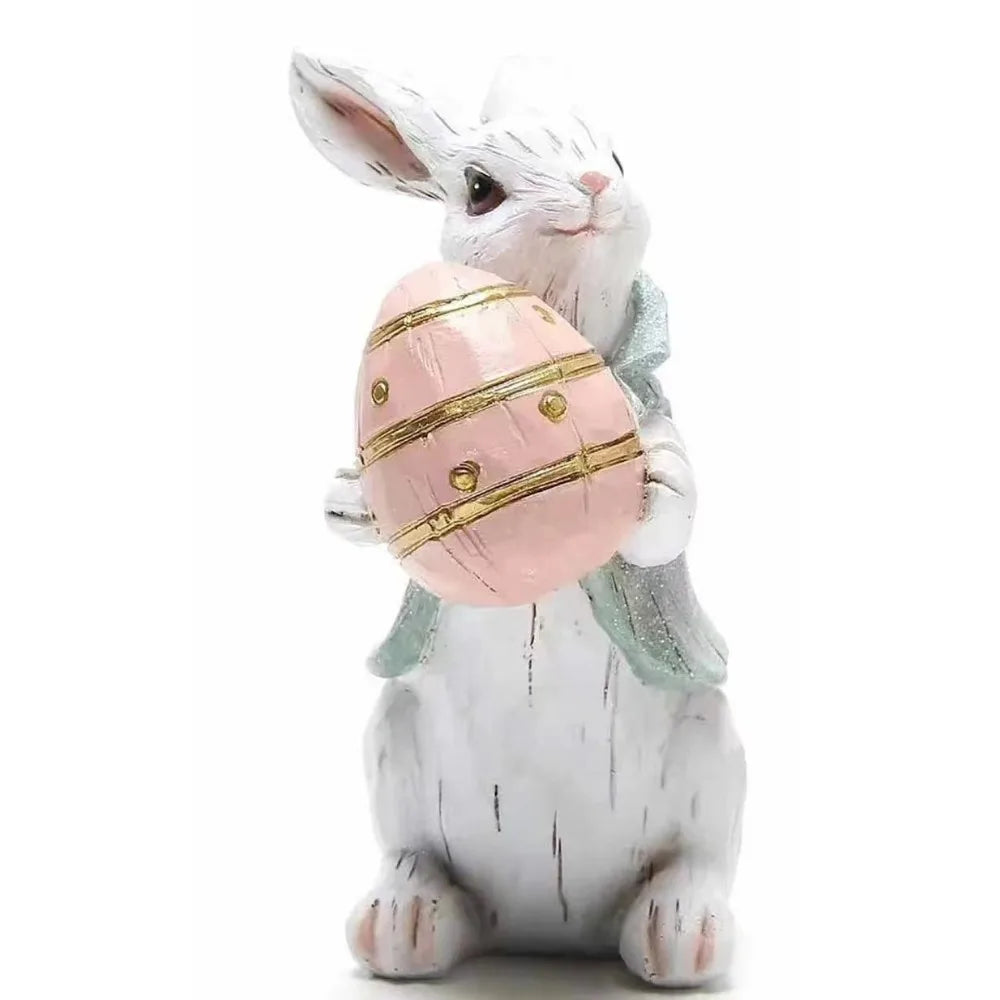 Hand-Painted Easter Bunny Figurines – Premium Resin Rabbit Decor with Carrots & Eggs – The Party Days | The Party Days