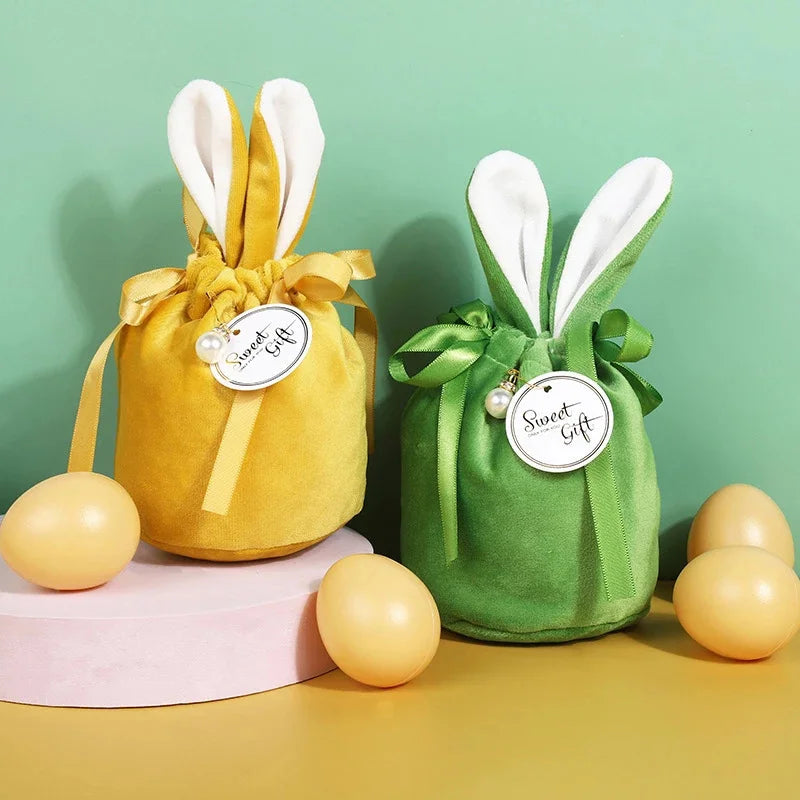 Velvet Easter Bunny Gift Bags – Premium Drawstring Candy & Chocolate Packaging – The Party Days | The Party Days
