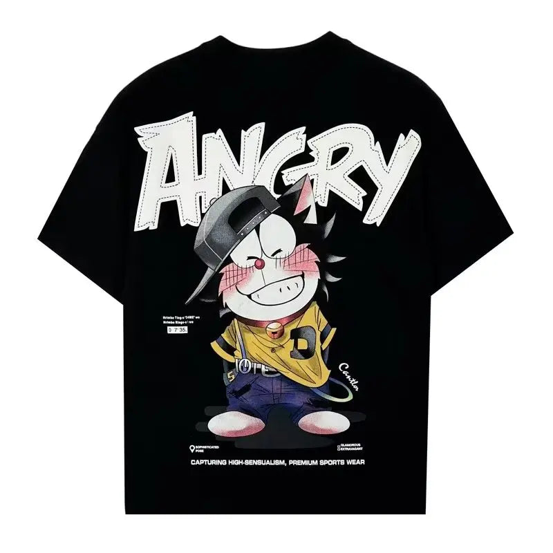 Cartoon Print Oversized Streetwear T-Shirt for Men – The Party Days | The Party Days