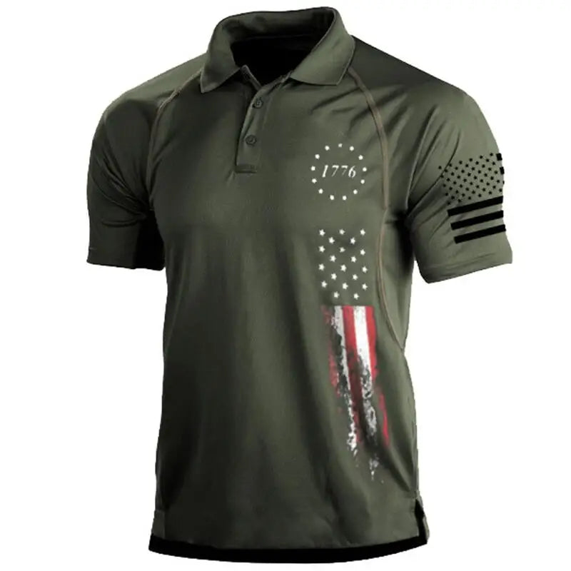 1776 Independence Day Military Polo Shirt Men