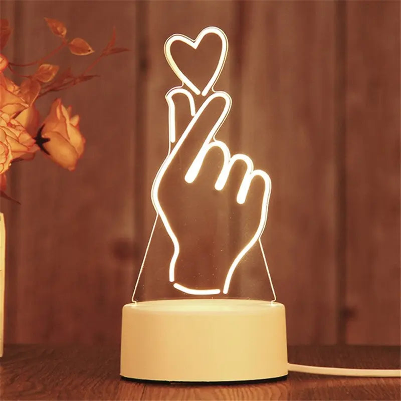 3D Acrylic LED Night Light Lamp USB – Decorative Bedside Light | The Party Days | The Party Days