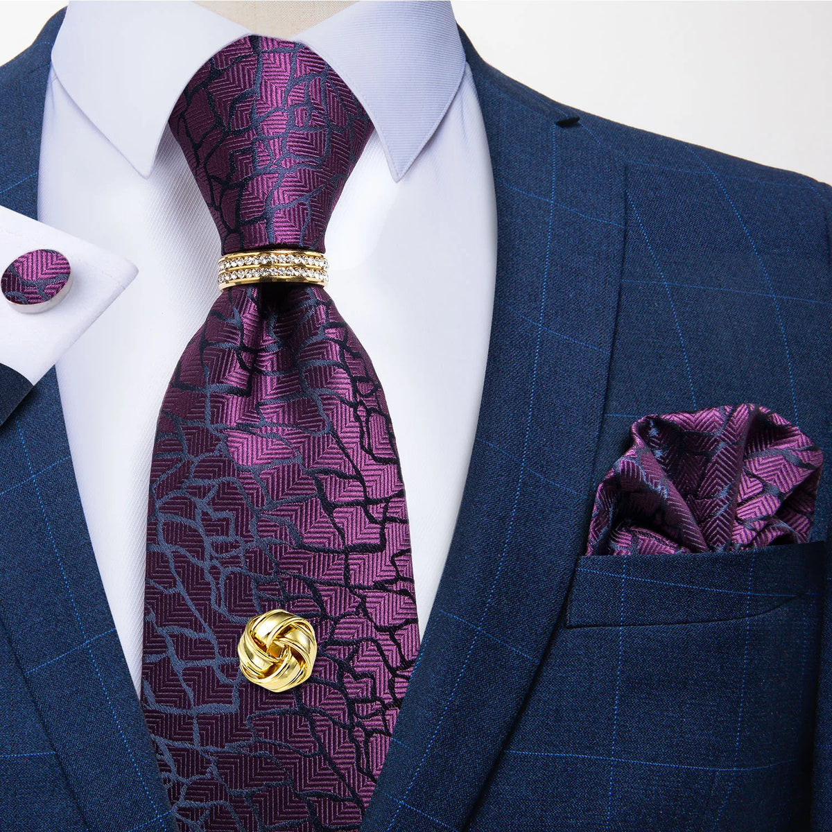 Men's Luxury Silk Tie Set – Necktie Pocket Square & Cufflinks – The Party Days | The Party Days