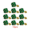 St. Patrick's Day Four-Leaf Clover Pin – Green & Gold Metal Brooch – The Party Days | The Party Days