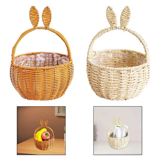 Easter Hand Woven Basket with Handles – Decorative Gift Storage – The Party Days