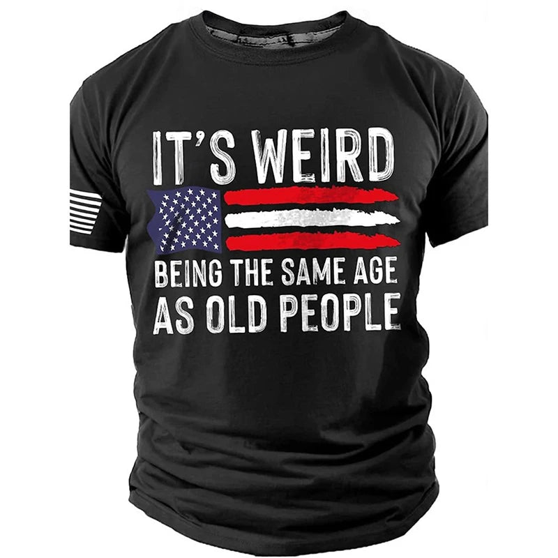 Men's 3D Skull & Retro Flag Print T-Shirt – Round Neck Short Sleeve Summer Tee – The Party Days | The Party Days