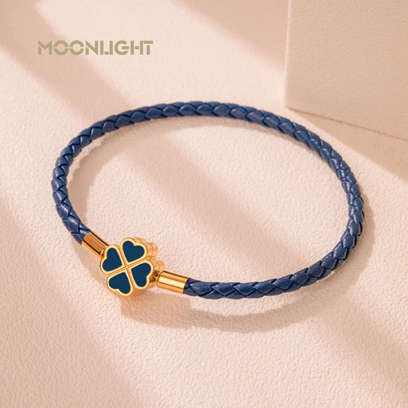 Four-Leaf Clover Lucky Braided Leather Bracelet & Anklet – 9 Colors | The Party Days | The Party Days