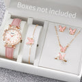 Women's 6 Piece Jewelry Set – Floral Quartz Watch + Earrings + Necklace + Bracelet + Ring | The Party Days | The Party Days