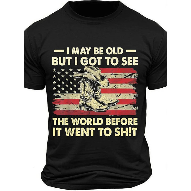 Men's 3D Skull & Retro Flag Print T-Shirt – Round Neck Short Sleeve Summer Tee – The Party Days | The Party Days