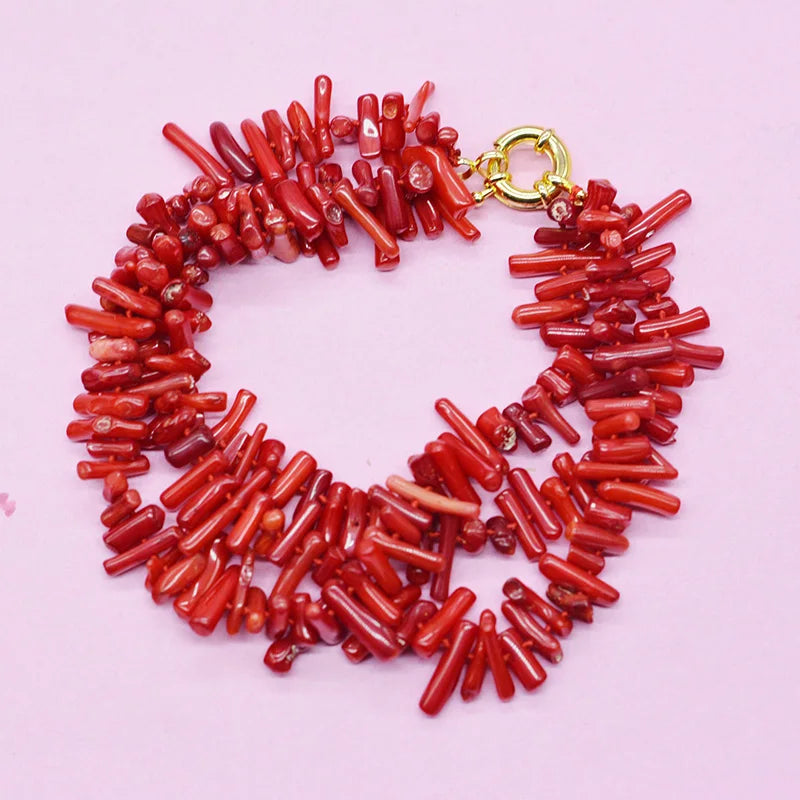 Natural Orange Coral Bracelet – Classic 3-Strand 9.5" – The Party Days | The Party Days
